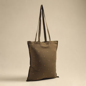 Brown - handmade cotton jhola bag 02 - handcrafted