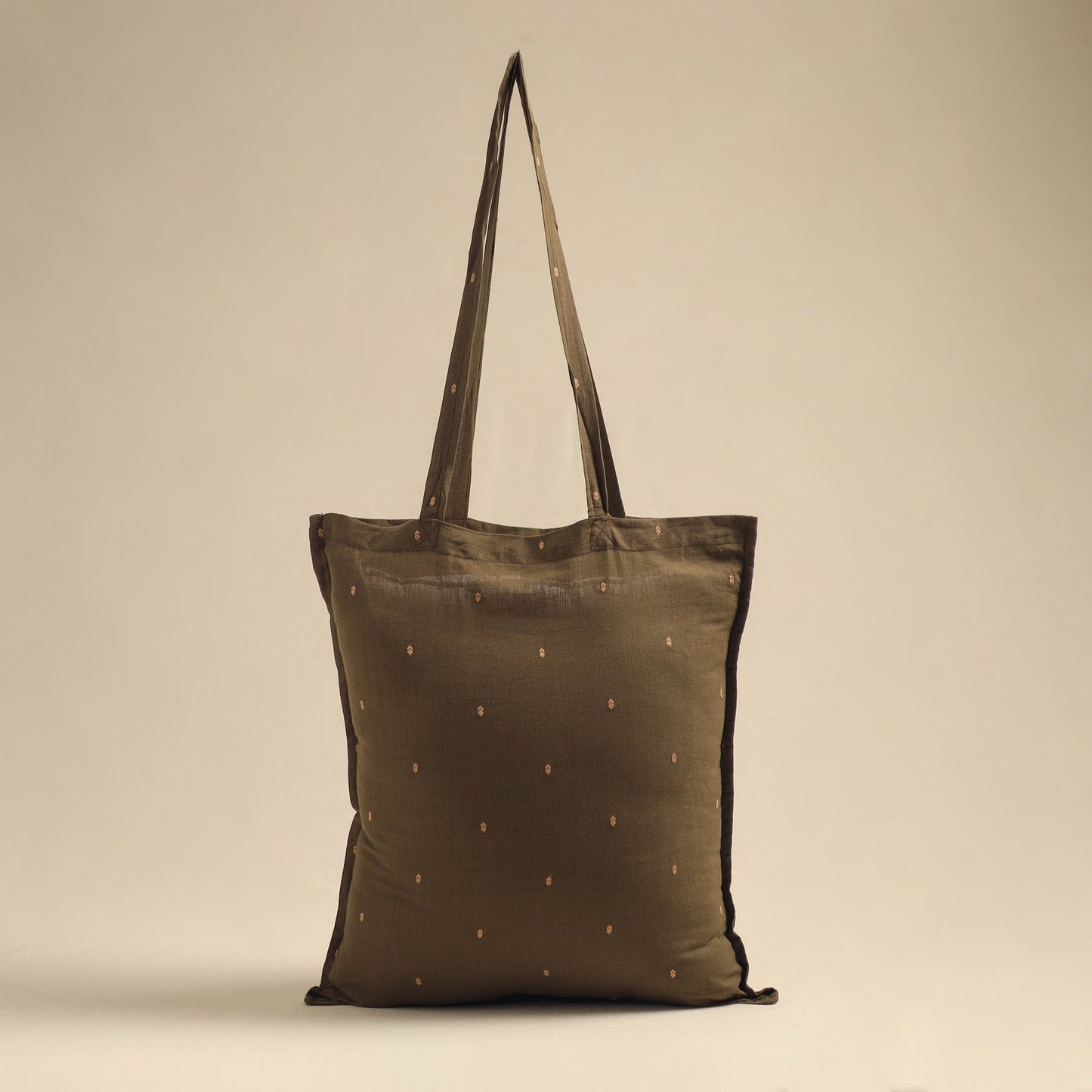 Brown - handmade cotton jhola bag 02 - handcrafted