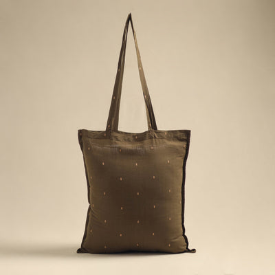 Brown - handmade cotton jhola bag 02 - handcrafted