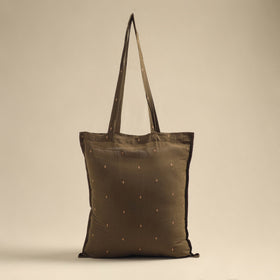 Brown - handmade cotton jhola bag 02 - handcrafted