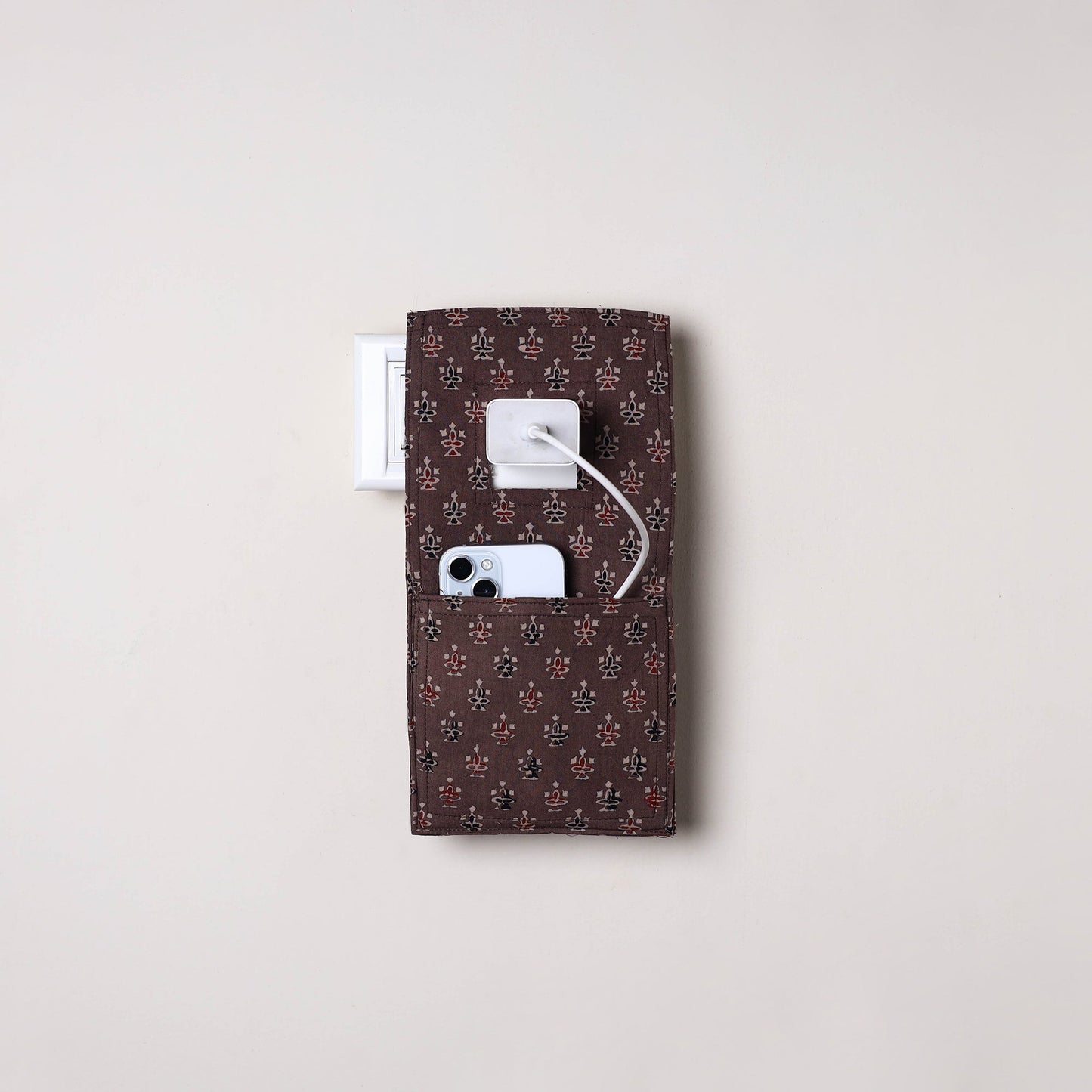 Brown Handmade Cotton Mobile Charging Holder