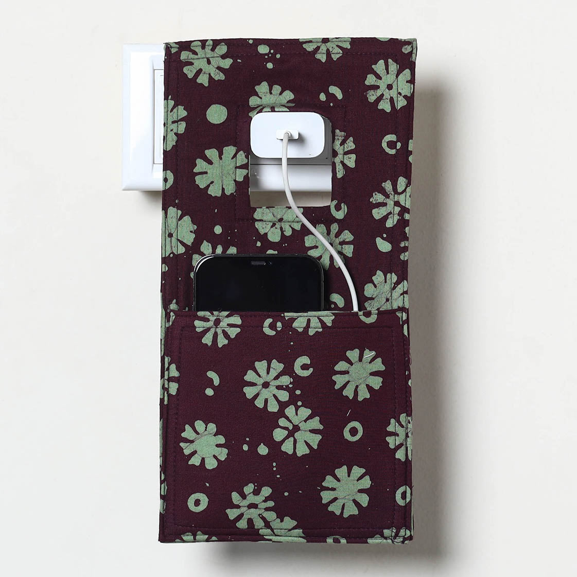 Brown Handmade Cotton Mobile Charging Holder