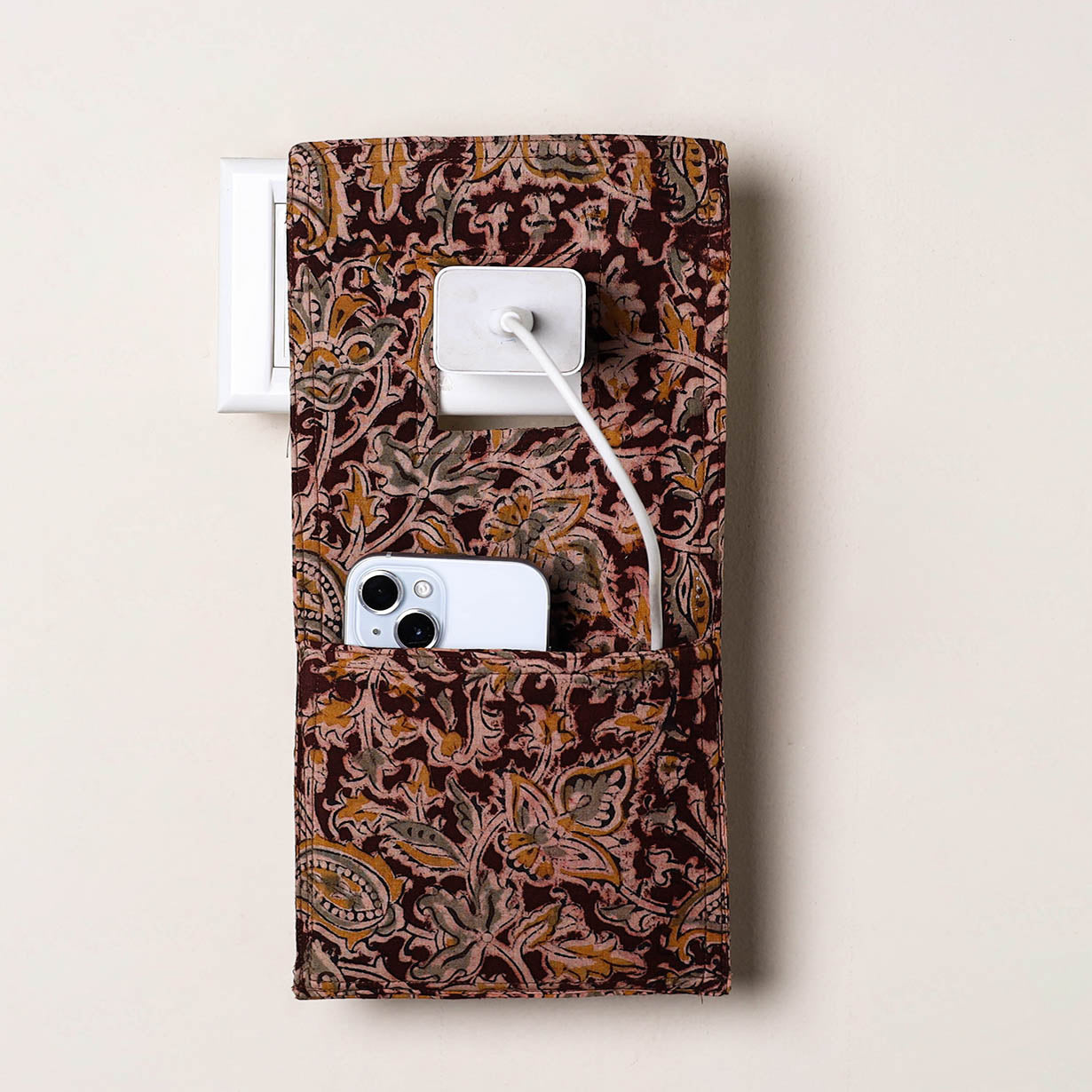 Brown Handmade Cotton Mobile Charging Holder