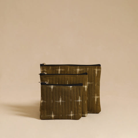 Brown - handmade cotton multipurpose utility pouch (set