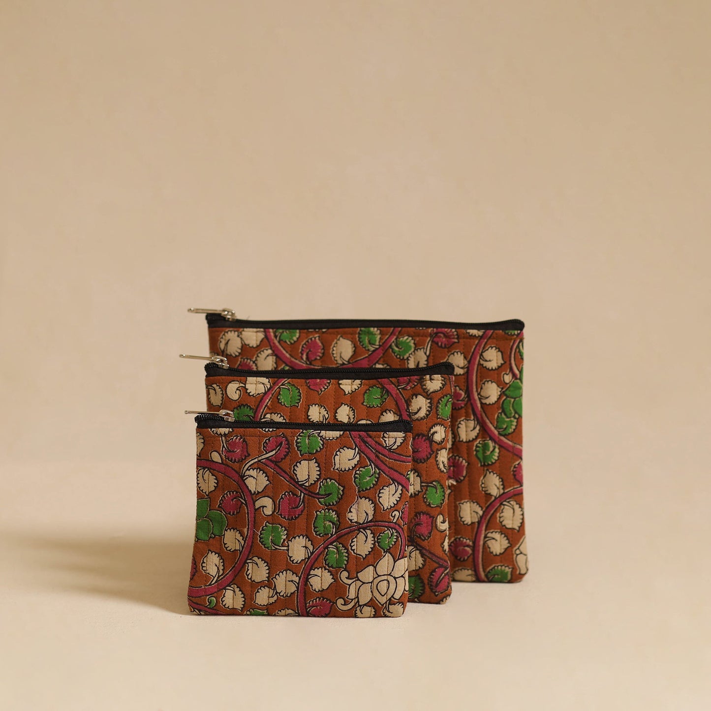 Buy Brown Handmade Cotton Utility Pouch Set