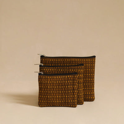 Buy Brown Handmade Cotton Utility Pouch Set