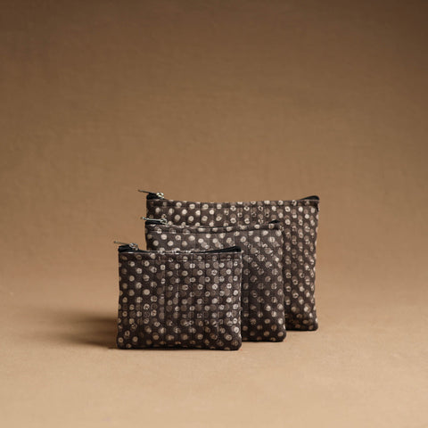 Brown - handmade cotton multipurpose utility pouches (set