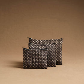 Brown - handmade cotton multipurpose utility pouches (set