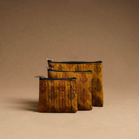 Brown - handmade cotton multipurpose utility pouches (set