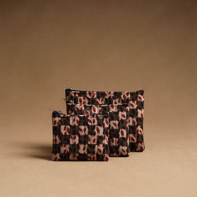 Brown - handmade cotton multipurpose utility pouches (set