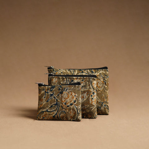 Brown - handmade cotton multipurpose utility pouches (set