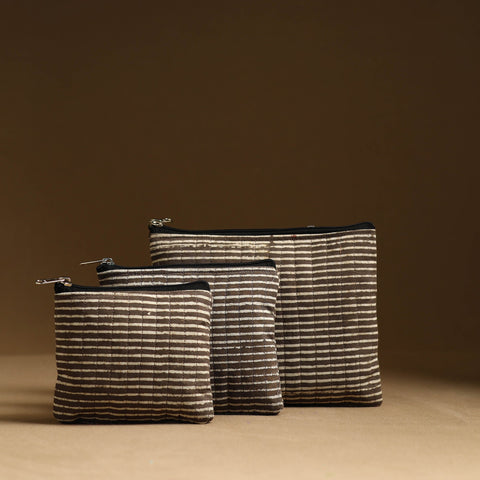 Brown - handmade cotton multipurpose utility pouches (set