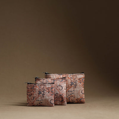 Brown - handmade cotton multipurpose utility pouches (set