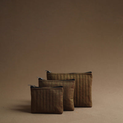 Brown - handmade cotton multipurpose utility pouches (set