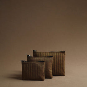 Brown - handmade cotton multipurpose utility pouches (set