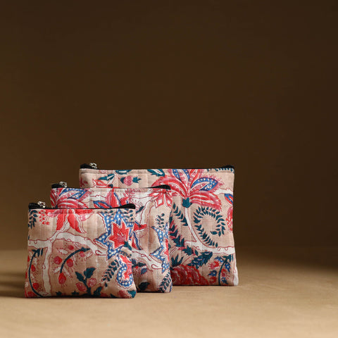 Brown - handmade cotton multipurpose utility pouches (set