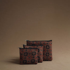 Brown - handmade cotton multipurpose utility pouches (set