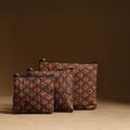 Brown - handmade cotton multipurpose utility pouches (set