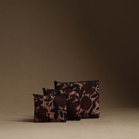 Brown - handmade cotton multipurpose utility pouches (set