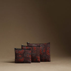 Brown - handmade cotton multipurpose utility pouches (set