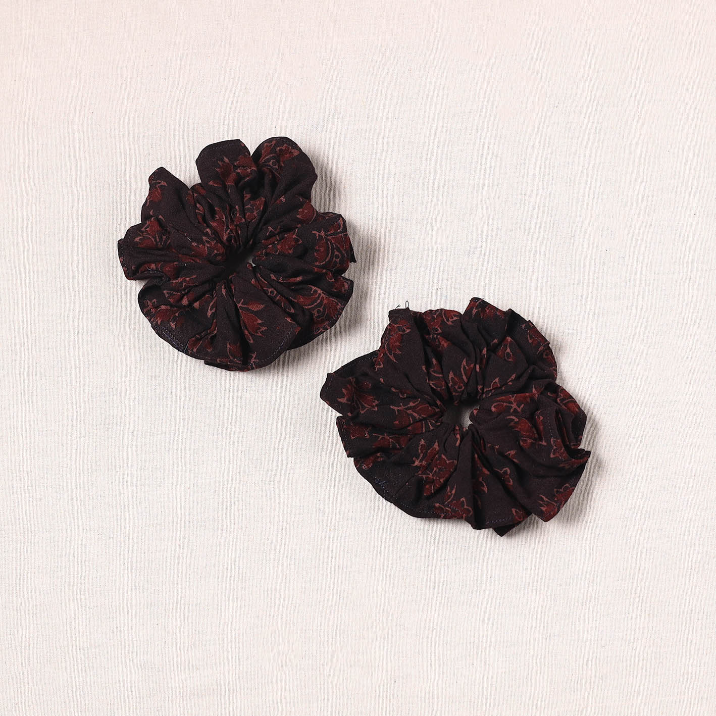 Brown - handmade cotton rubber bands/scrunchies (set of 2)