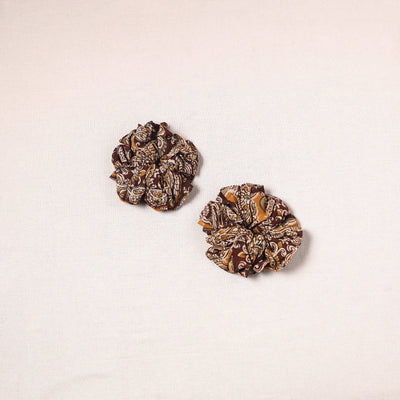 Brown - handmade cotton rubber bands/scrunchies (set of 2)