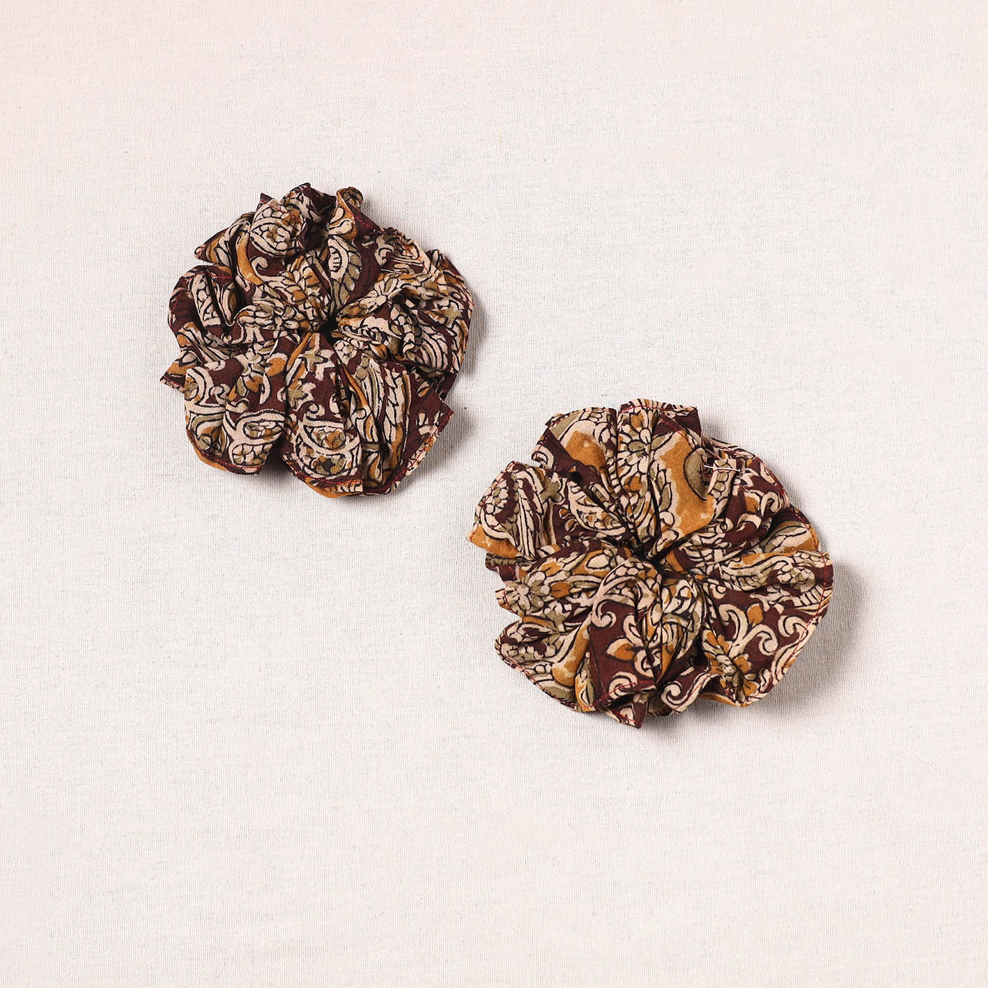 Brown - handmade cotton rubber bands/scrunchies (set of 2)