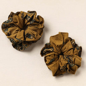 Brown - handmade cotton rubber bands/scrunchies (set of 2)