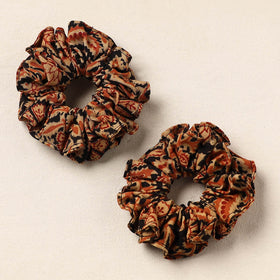 Brown - handmade cotton rubber bands/scrunchies (set of 2)