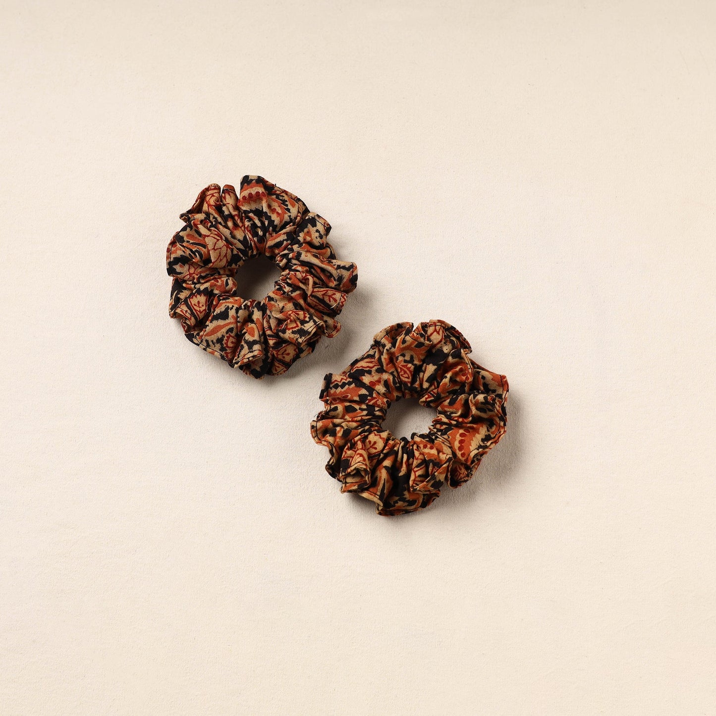 Brown - handmade cotton rubber bands/scrunchies (set of 2)