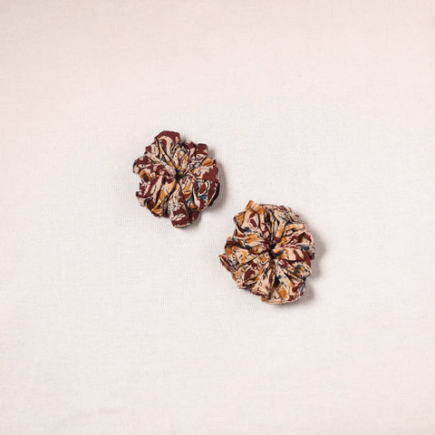 Brown - handmade cotton rubber bands/scrunchies (set of 2)