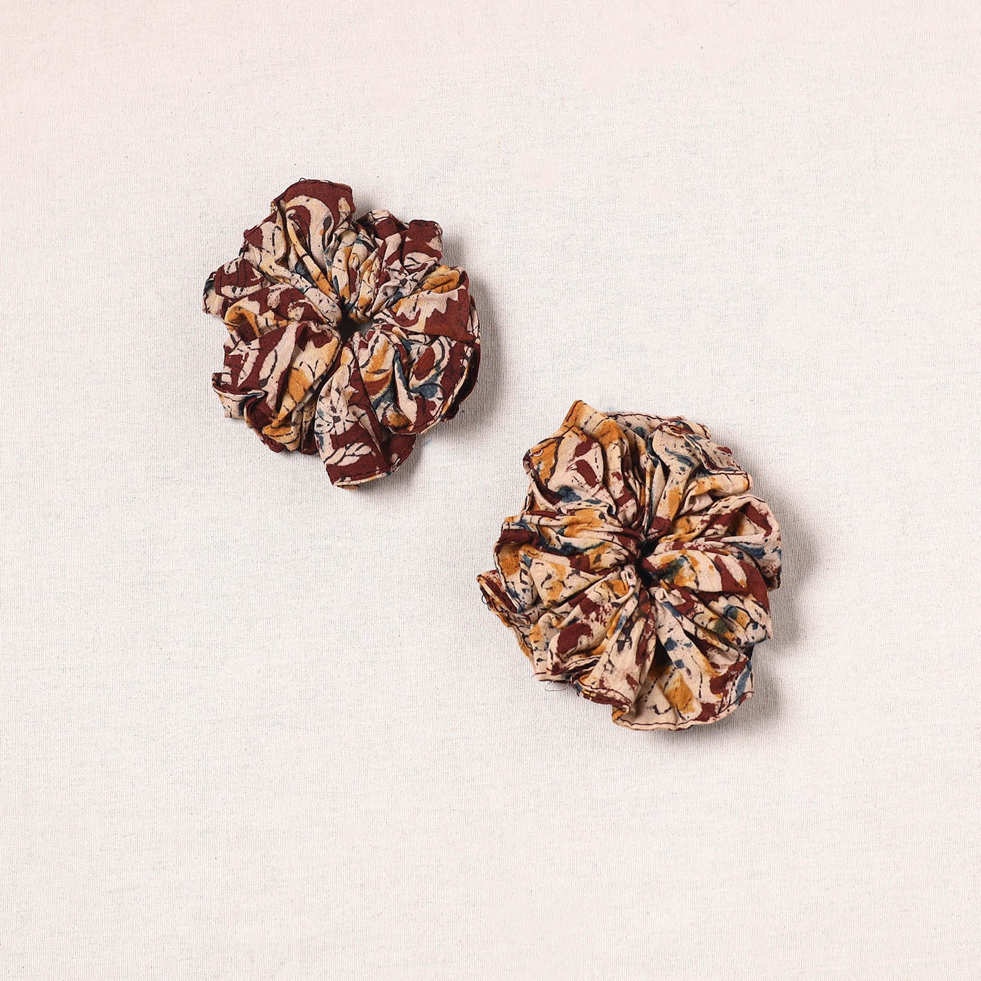 Brown - handmade cotton rubber bands/scrunchies (set of 2)