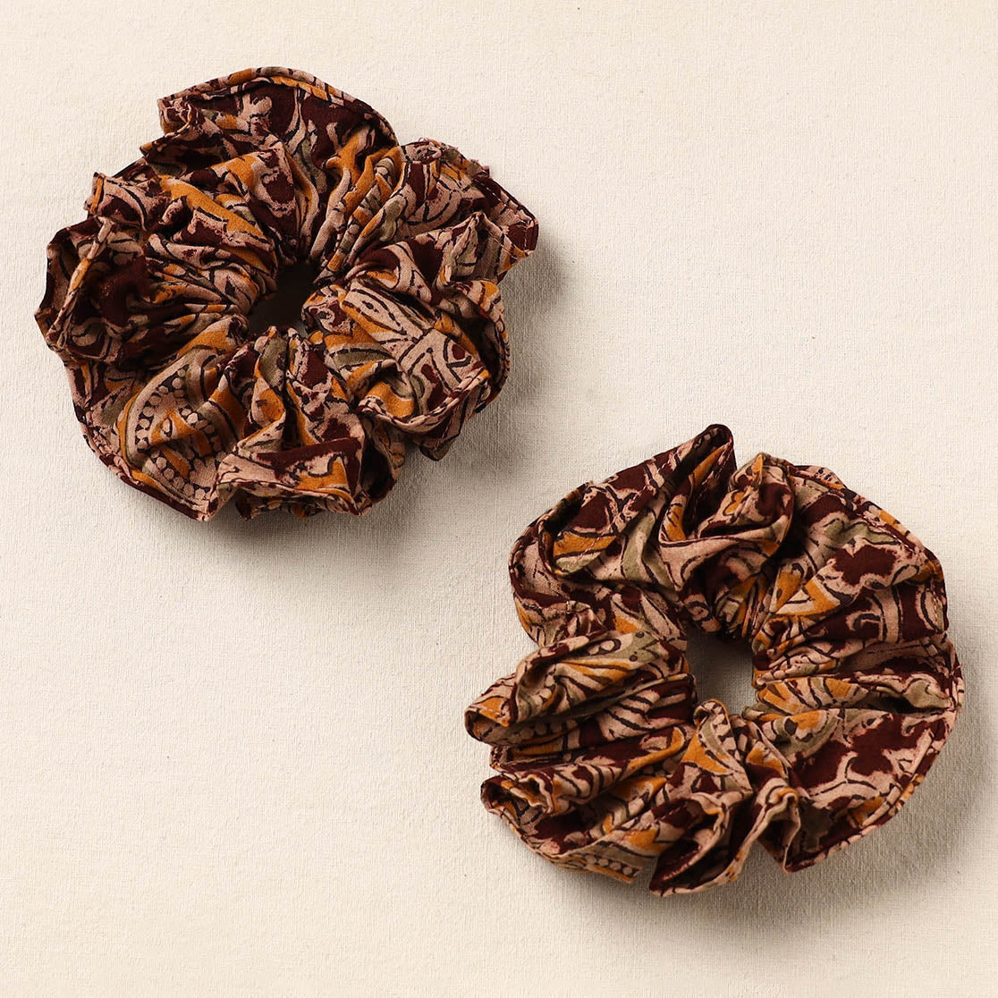 Brown Handmade Cotton Rubber Bands/Scrunchies