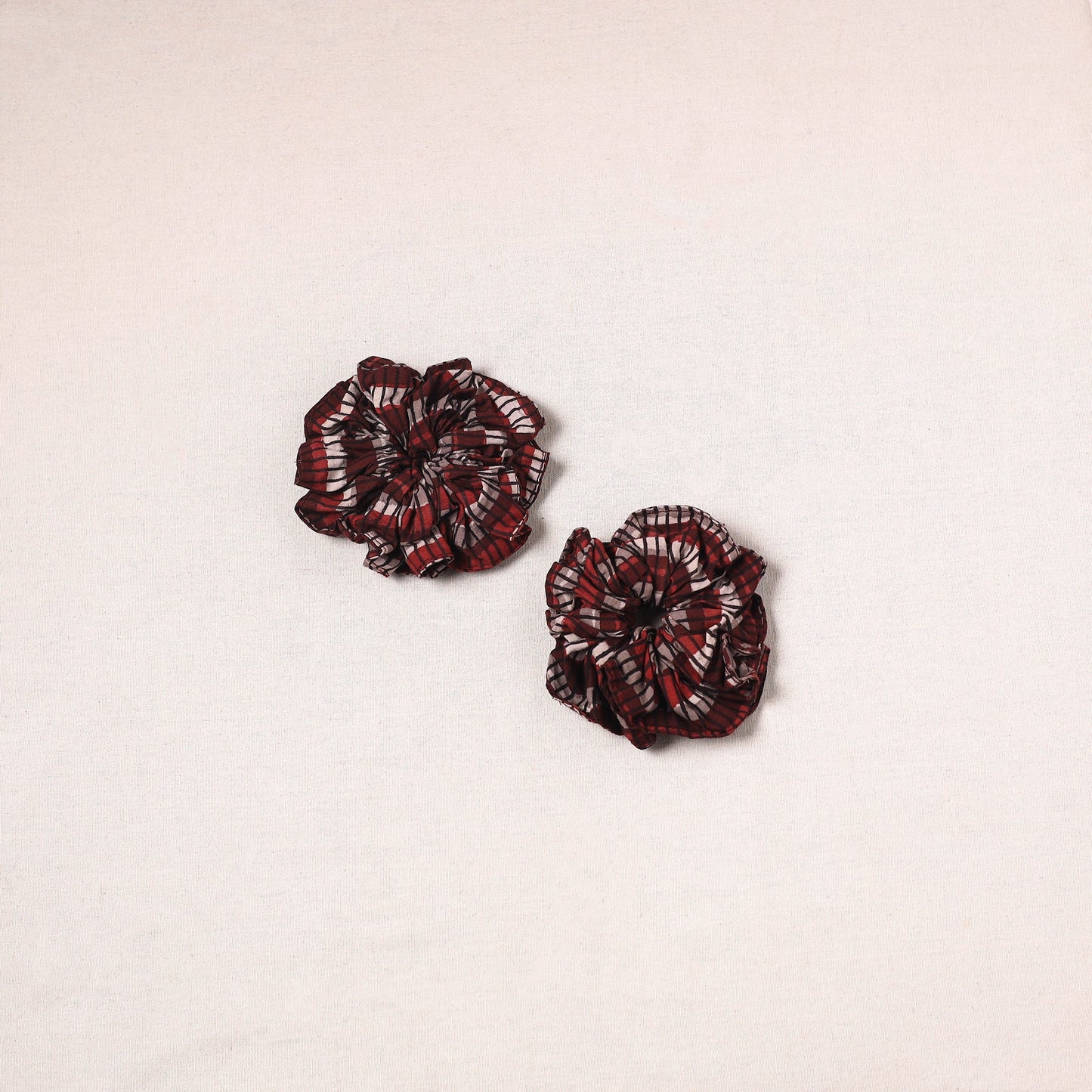 Brown - handmade cotton rubber bands/scrunchies (set of 2)