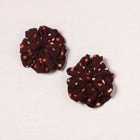 Brown - handmade cotton rubber bands/scrunchies (set of 2)