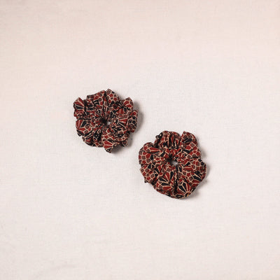Brown - handmade cotton rubber bands/scrunchies (set of 2)