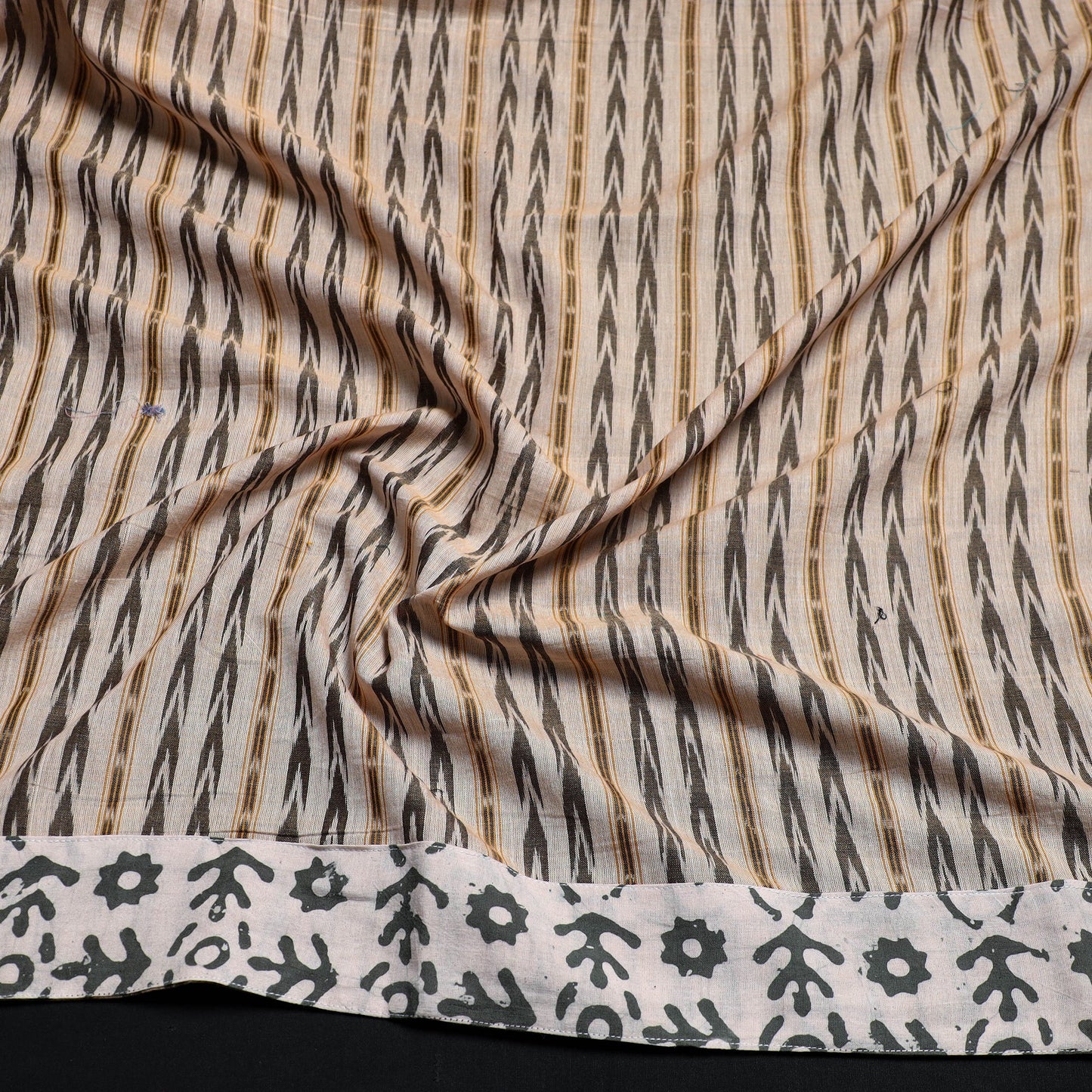 Brown - handmade cotton sambalpuri ikat blouse piece 08