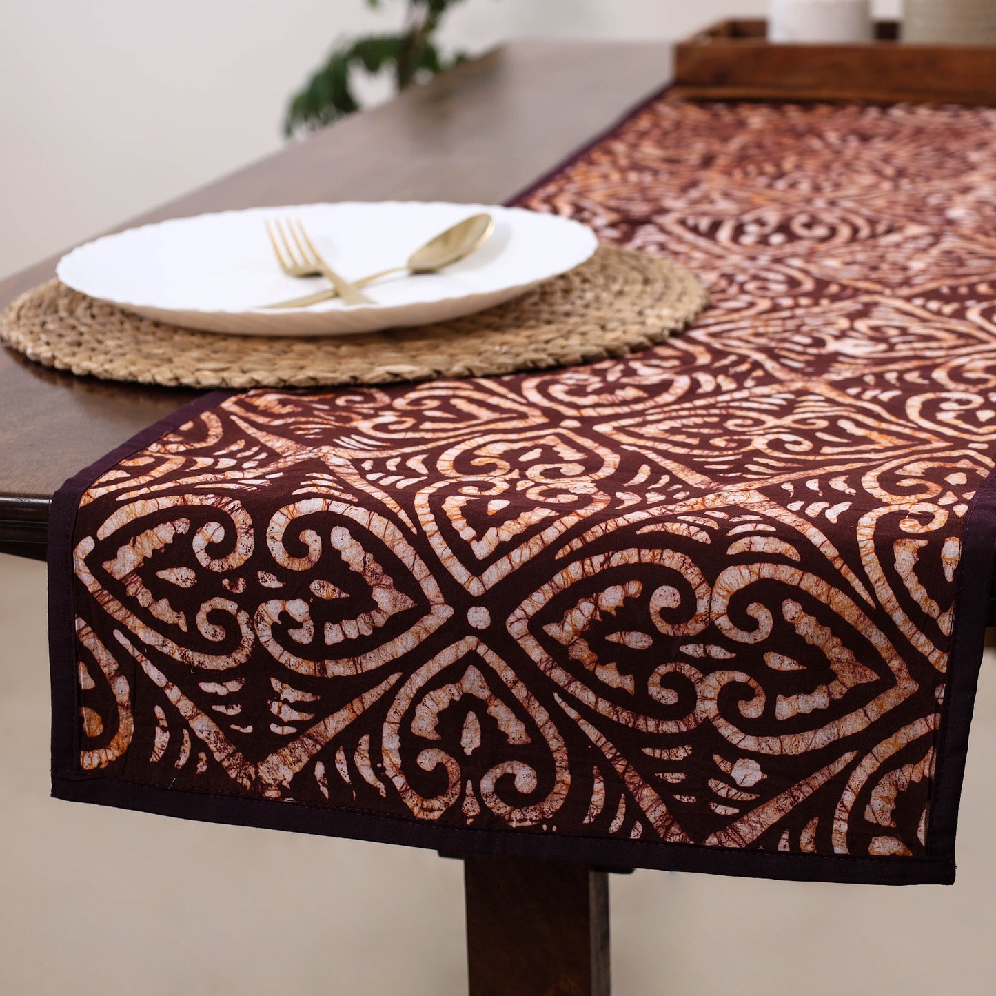 Brown Handmade Cotton Table Runner