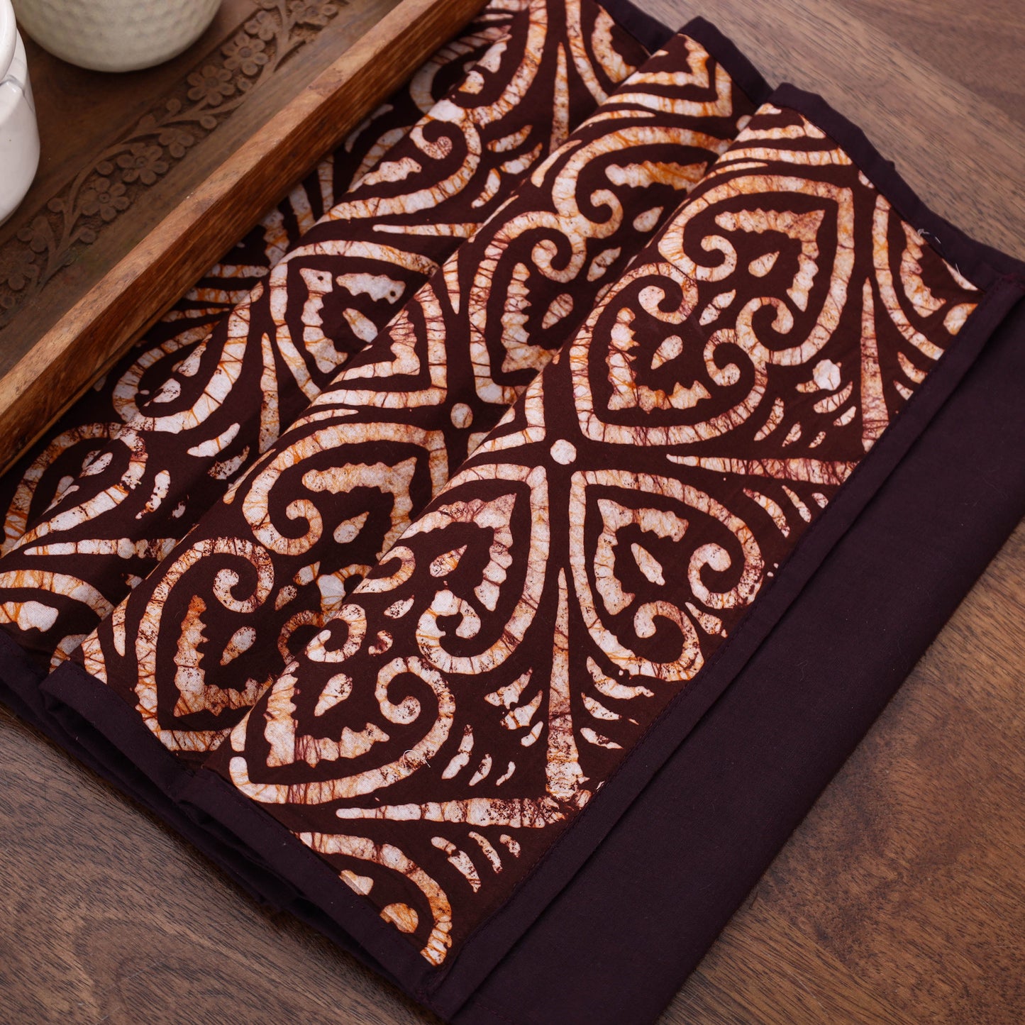 Brown Handmade Cotton Table Runner
