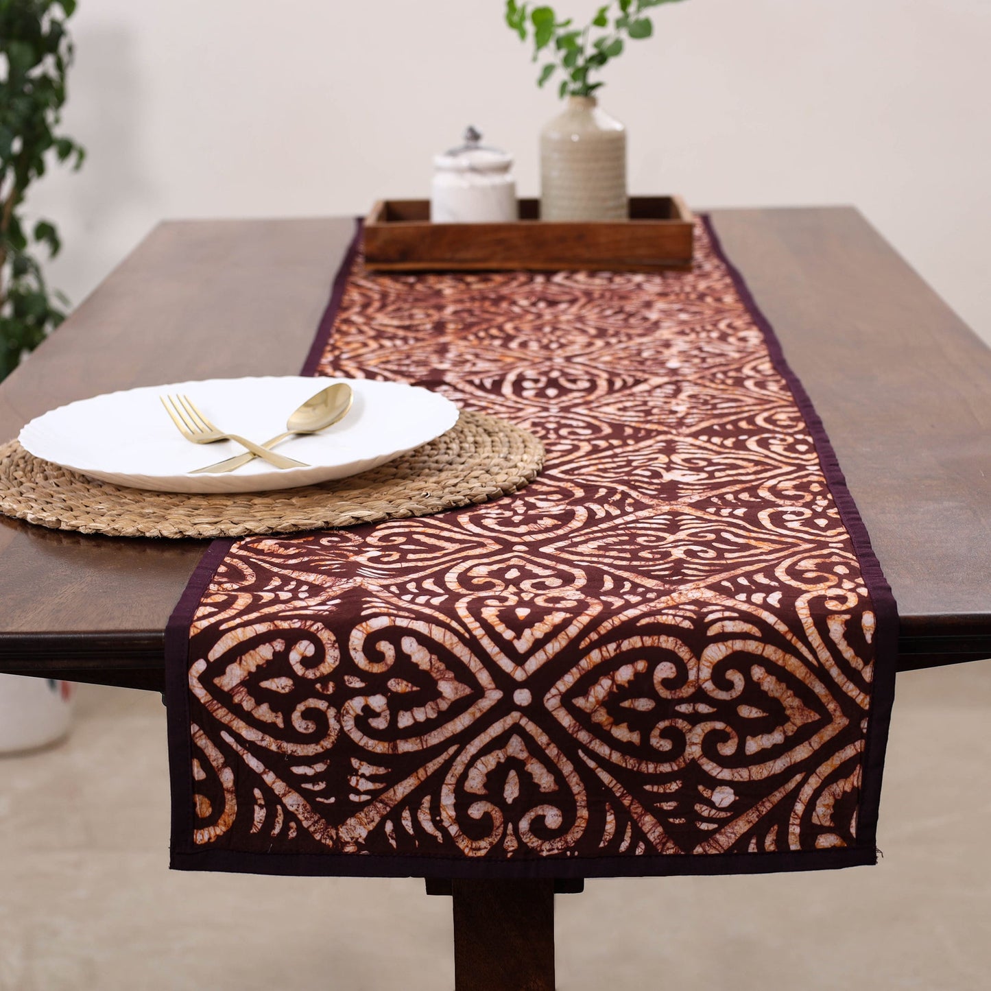 Brown Handmade Cotton Table Runner
