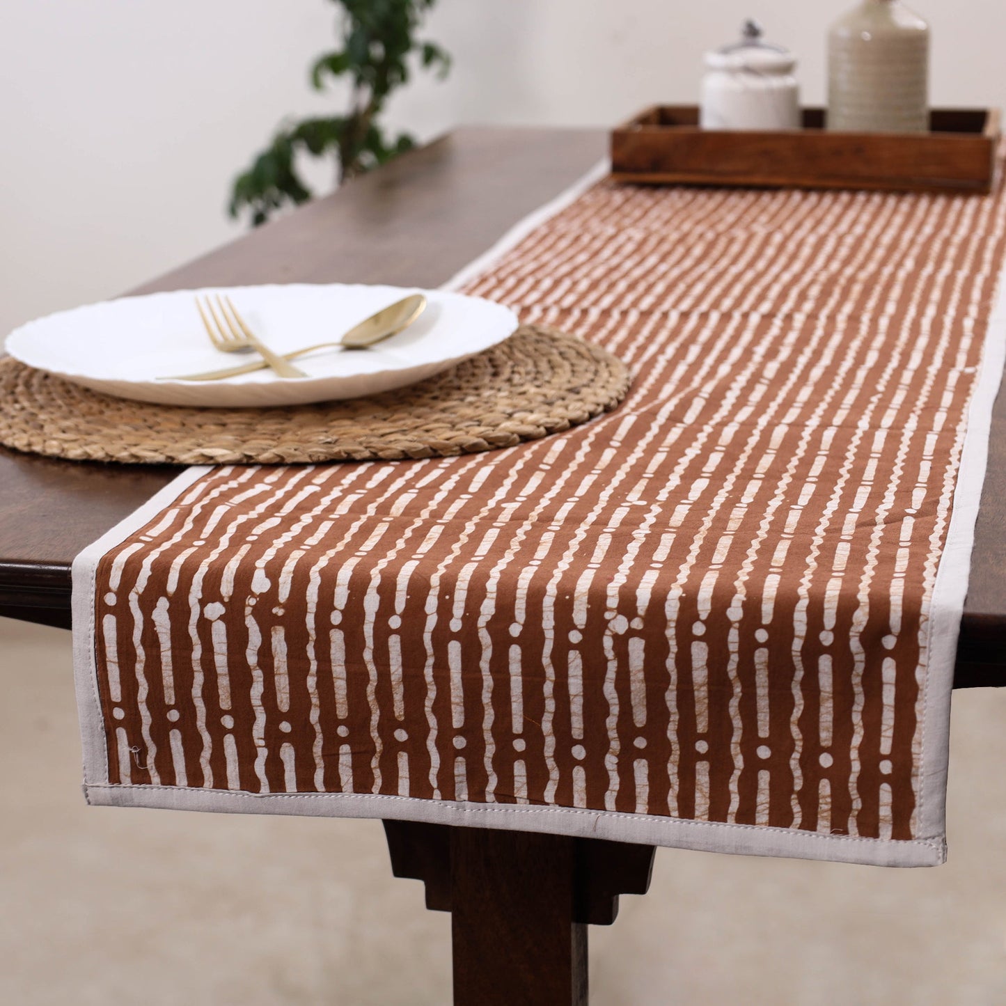 Brown Handmade Cotton Table Runner