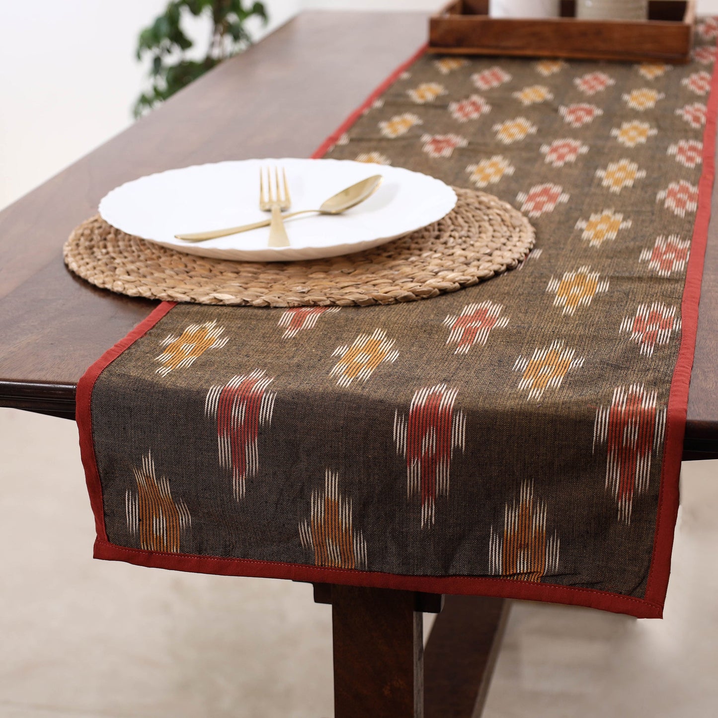 Brown Handmade Cotton Table Runner