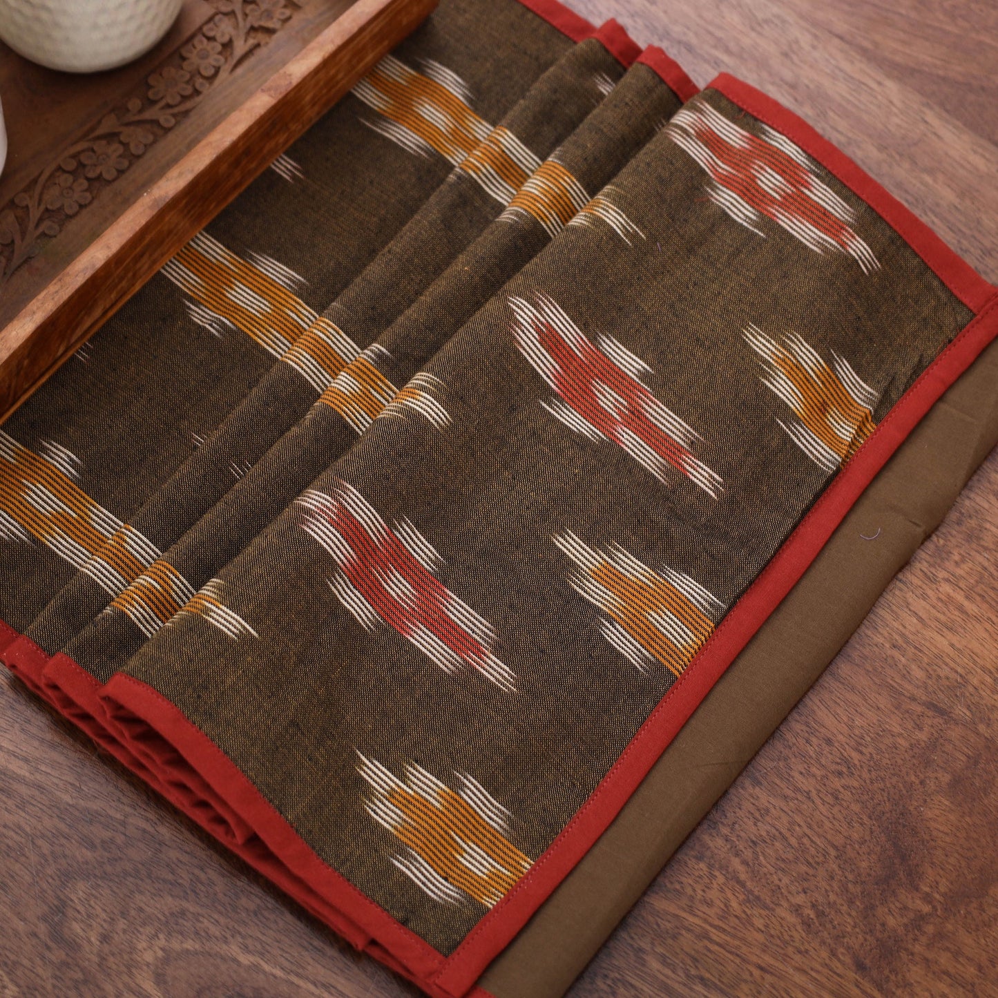 Brown Handmade Cotton Table Runner