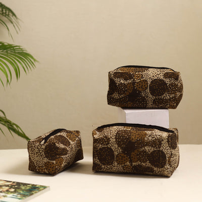  Brown Handmade Cotton Toiletry Bags (Set of 3)
