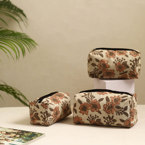 Brown Handmade Cotton Toiletry Bags (Set of 3)