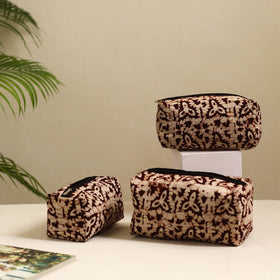  Brown Handmade Cotton Toiletry Bags (Set of 3)