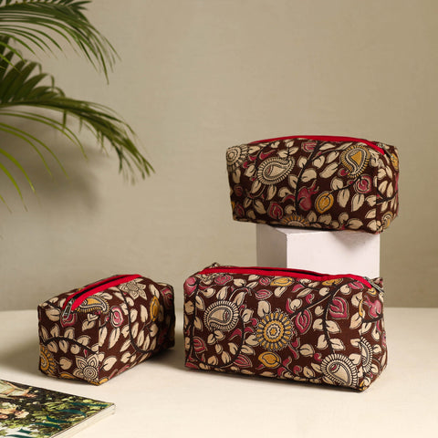  Brown Handmade Cotton Toiletry Bags (Set of 3)