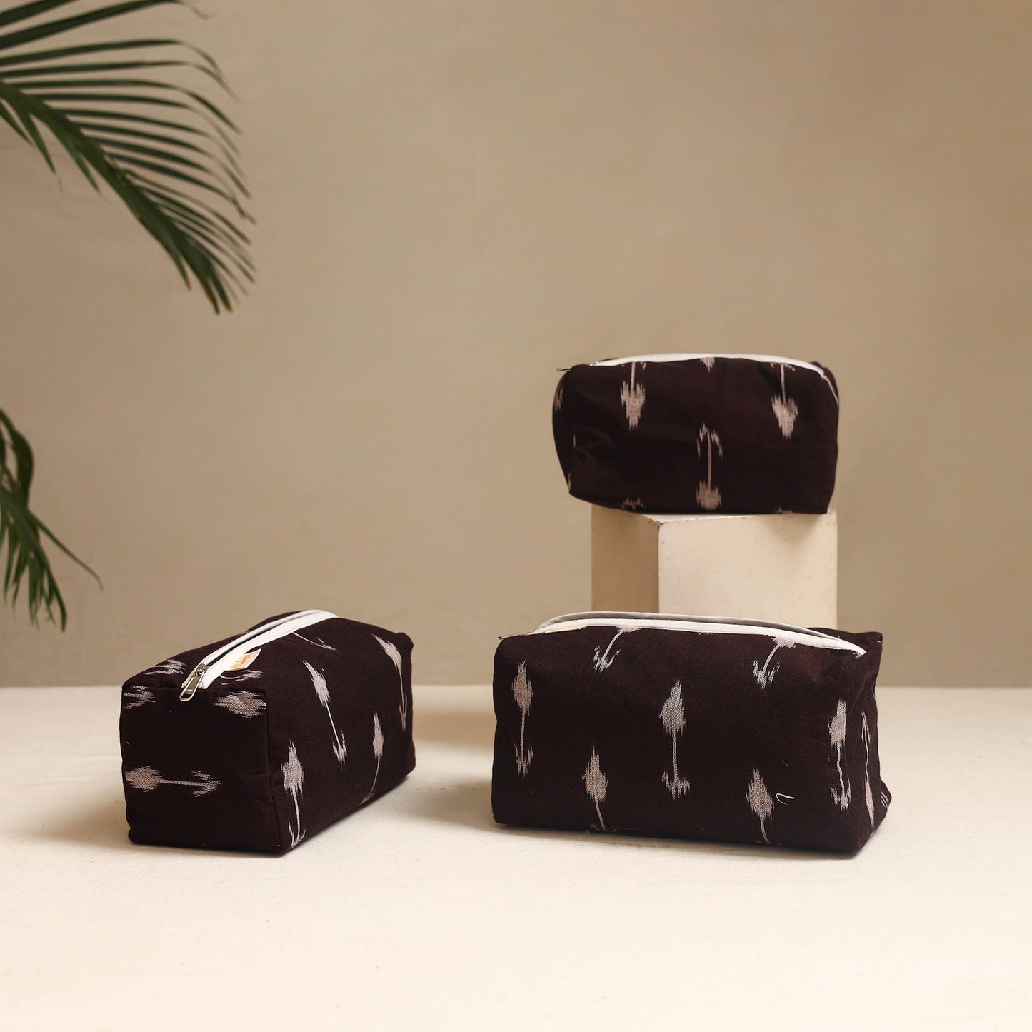 Brown - handmade cotton toiletry bags (set of 3) 22