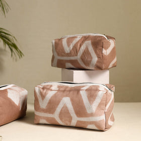  Brown Handmade Cotton Toiletry Bags (Set of 3)