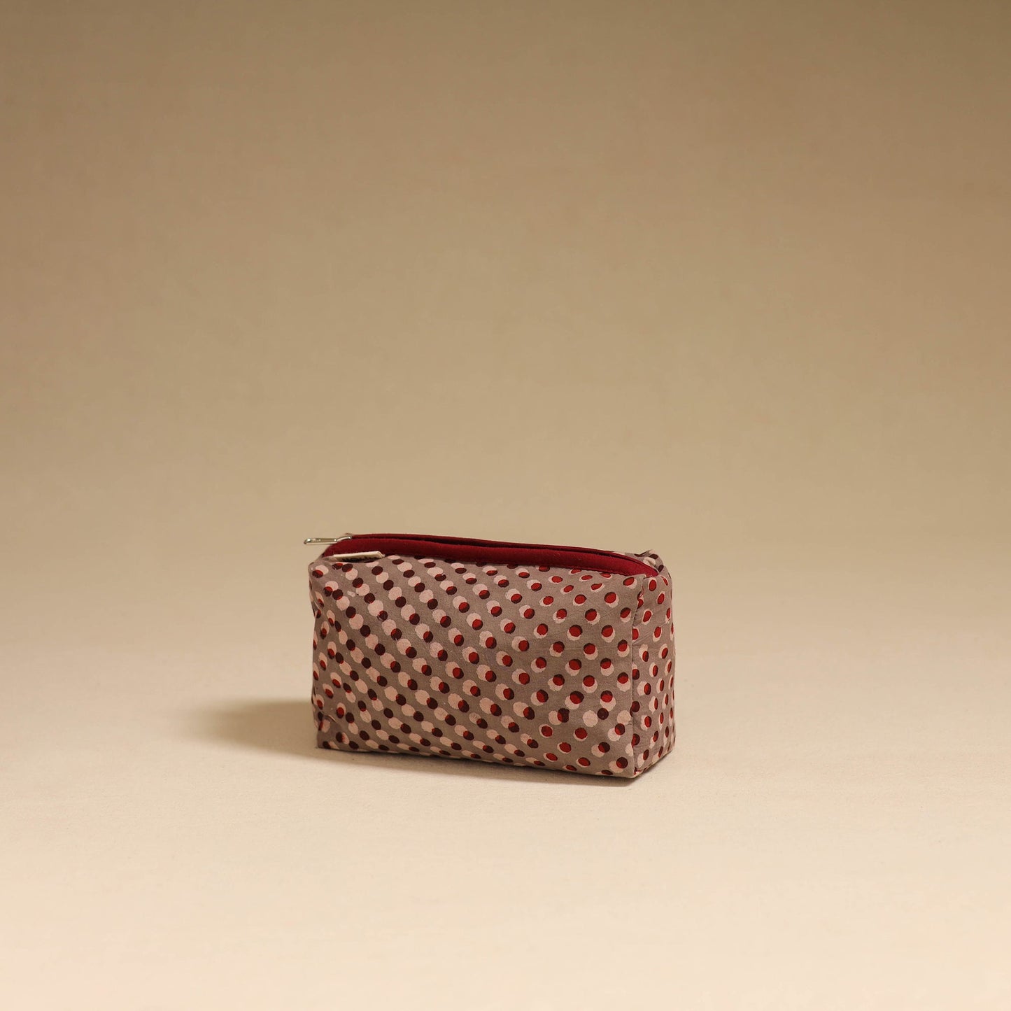 Brown - handmade cotton toiletry pouch 01 - handcrafted